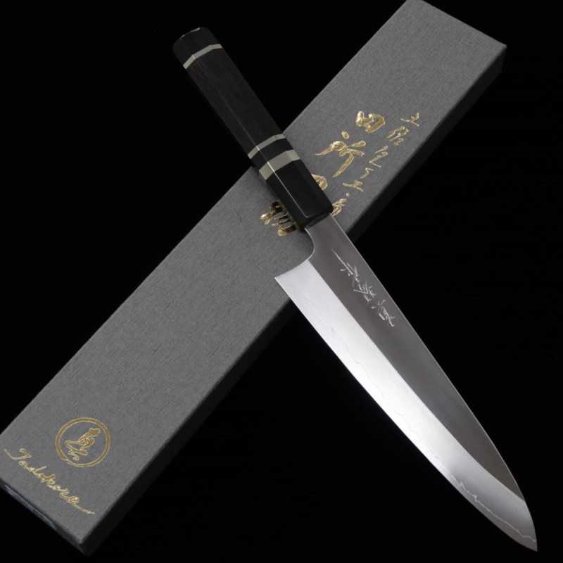 Tadokoro Hamono TADOKORO HAMONO Makoto-saku Gingami nº3 acabado espejo, gyuto, mango octogonal de ébano con anillo de plata (210 mm)