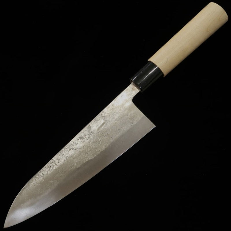 TERUYASU FUJIWARA Couteau japonais style Washiki, acier blanc n°1 Nashiji, gyuto, manche en magnolia (180-210mm)