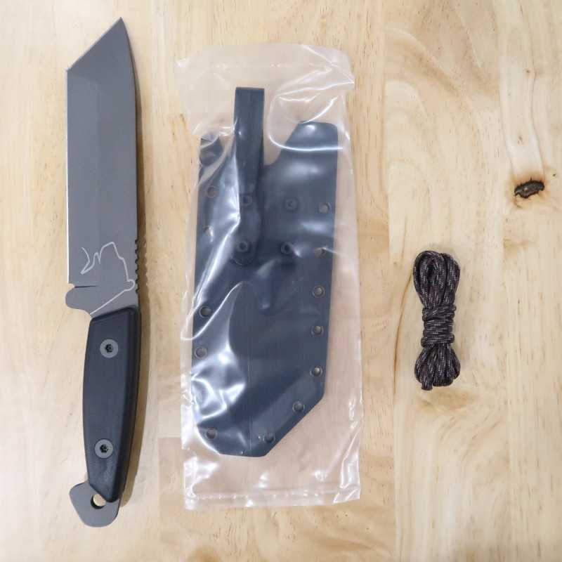 Faca de caçador TURQ GEAR System-M Bear Tanto Sleipner Aço G10 Cerakote Cinza Tungstênio (66mm)