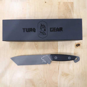 TURQ GEAR System-M Bear Tanto, acier Sleipner, G10, Cerakote gris tungstène (66 mm), couleur : gris