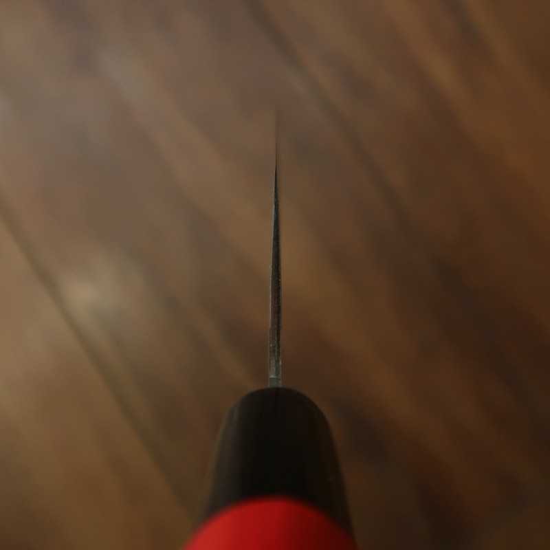 Cuchillo para cosecha de verduras Acero inoxidable especial laminado Rakutarō TY-420 Mango recto rojo (140 mm)