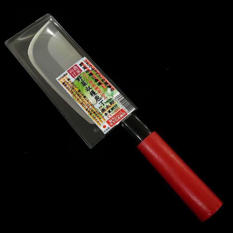 Couteau de récolte de légumes acier spécial inoxydable Rakutaro TY-420 Manche droit rouge (140 mm)