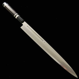 Yanagiba MIURA Ginsan Steel with Blood Streamer, Ebony Silver Wrap Handle, Magnolia Sheath (300mm)