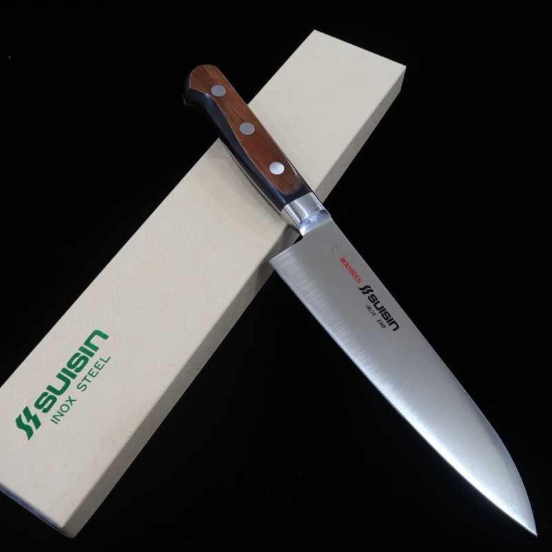 SUISIN cuchillo gyuto INOX con funda de magnolia -Karakuri- (240 mm)